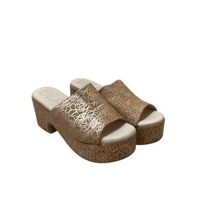 Beach By Matisse Women’s Size 7 Chunky Open Toe Sandals Cork Block Heel Floral
